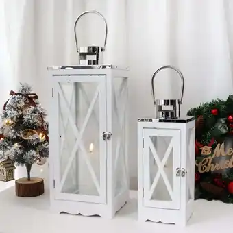 Walmart Wood and Metal Halloween Gift Outdoor Lantern Holder, Set of 2 offer