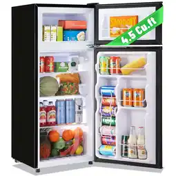 Walmart DEMULLER 4.5 Cu.ft Mini Refrigerator Double Door Mini Fridge Top Freezer for Office Apartment Silver offer