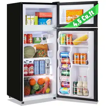 Walmart DEMULLER 4.5 Cu.ft Mini Refrigerator Double Door Mini Fridge Top Freezer for Office Apartment Silver offer