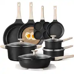 Walmart Carote 16 Pcs Pots and Pans Set Nonstick, Kitchen Cookware Sets, Induction Cookware, Black offer