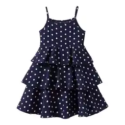 Walmart LittleSpring Little Girls Sleeveless Dress Polka Dot Print Black Dress Lightweight Clothes Size 5 offer