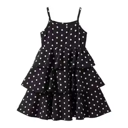 Walmart LittleSpring Little Girls Sleeveless Dress Polka Dot Print Black Dress Lightweight Clothes Size 5 offer