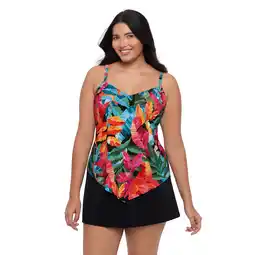 Walmart Trimshaper Women's Hank Handkerchief Plus Tankini Swim Top - Vintage Jungle offer