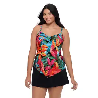 Walmart Trimshaper Women's Hank Handkerchief Plus Tankini Swim Top - Vintage Jungle offer