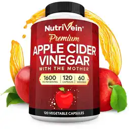 Walmart Nutrivein Apple Cider Vinegar Capsules 1600mg Weight Loss Supplement 120 Vegetable Capsules offer