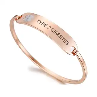 Walmart Vnox Medical Alert Bracelets, Rose Gold Stainless Steel Diabetic Cuff Bracelets for Women offer