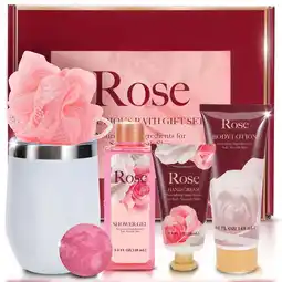 Walmart Green Canyon Spa Gift Sets for Women, 6Pcs Rose Bath Kits with Tumbler, Birthday Box Gifts for Her offer