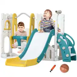 Walmart Kadyn Kids Slide, 6 in 1 Toddler Slide and Swing Set, Toddler Playground for Ages 1-3 Years, Yellow offer