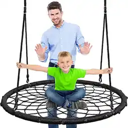 Walmart SereneLife Net Swing for Kids Outdoor & Indoor, 40 Round Saucer Platform Circle Swing for Tree offer