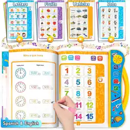 Walmart Sinifer Learn Spanish English for Kids 1-6, Spanish Talking Sound Books for Kid Toddler Baby offer