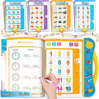 Walmart Sinifer Learn Spanish English for Kids 1-6, Spanish Talking Sound Books for Kid Toddler Baby offer
