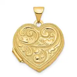 Walmart 14K Yellow Gold Scrolled Love YOU ALWAYS Heart Locket Pendant offer