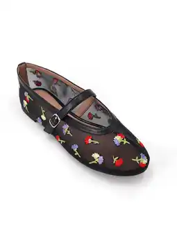 Walmart Women's No Boundaries Floral Mesh Mary Jane Shoe offer