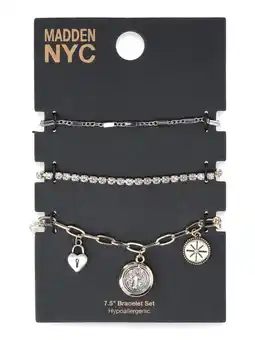 Walmart Madden NYC Women's Fashion Two Tone Coin Charm Mixed Bracelet Set, 3-Piece offer