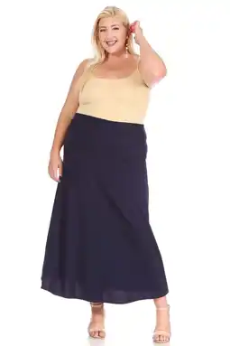 Walmart Women's Plus Size Solid Flare A-line Long Skirt offer