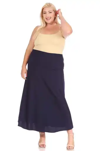 Walmart Women's Plus Size Solid Flare A-line Long Skirt offer