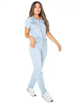 Walmart Celebrity Pink Zip Front Short Sleeve Boilersuit, Women's and Women's Plus offer