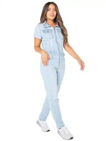 Walmart Celebrity Pink Zip Front Short Sleeve Boilersuit, Women's and Women's Plus offer