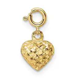 Walmart 14K Yellow Gold Diamond-Cut Heart with Spring Ring Clasp Charm offer