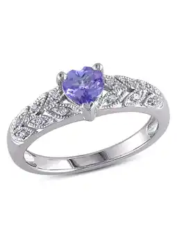 Walmart 2/5 Carat (Ctw) Tanzanite Heart Ring in Sterling Silver with Diamond Accent offer