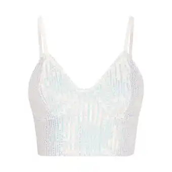 Walmart UYISJ Womens Sparkly Sequin Top Spaghetti Strap Crop Top Glitter Sleeveless V Neck Vest Tank Tops offer