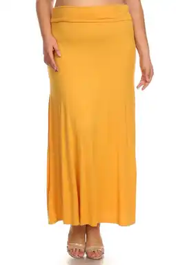 Walmart Women's Casual Foldable Waist Comfy Loose Fit Solid Maxi Skirt offer