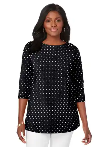 Walmart Jessica London Women's Plus Size Boatneck Tunic Top 3/4 Sleeve Shirt Loose Fit offer