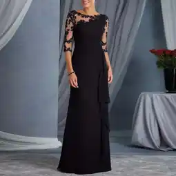 Walmart VKEKIEO Formal Dresses For Women Maxi Crew Neck,3/4 Sleeve,Printed Black XXL offer
