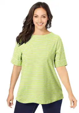 Walmart Jessica London Women's Plus Size Stretch Cotton Cuff Tee offer