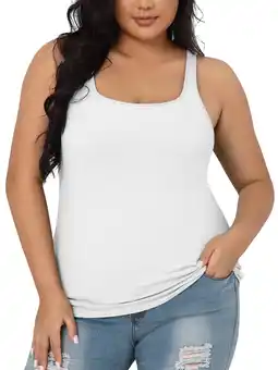 Walmart Asoul Women's Cotton Plus Size Tank Top Adjustable Wider Strap Basic Undershirt offer