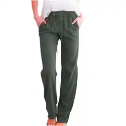 Walmart HTNBO Womens Wide Leg Casual Pants Cotton Loose Trouser Palazzo Pants offer