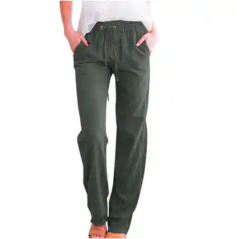Walmart HTNBO Womens Wide Leg Casual Pants Cotton Loose Trouser Palazzo Pants offer
