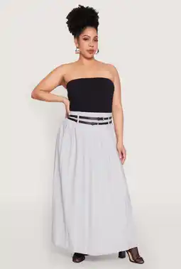 Walmart Womens Plus Size Double Belted Side Slit Pleated Skirt offer