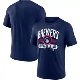 Walmart Men's Heathered Navy Milwaukee Brewers Badge of Honor Tri-Blend T-Shirt offer