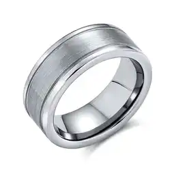 Walmart Bling Jewelry Mens Unisex Titanium Wedding Band Ring Double Grooved Matte Center Silver Comfort Fit offer
