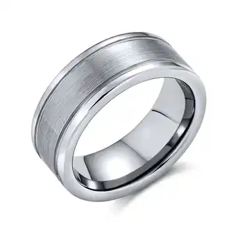 Walmart Bling Jewelry Mens Unisex Titanium Wedding Band Ring Double Grooved Matte Center Silver Comfort Fit offer