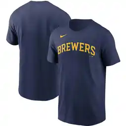 Walmart Men's Nike Navy Milwaukee Brewers Team Wordmark T-Shirt offer