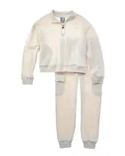 Walmart New Balance girls 2pc 1/4-Zip Pullover & Cargo Jogger Pant Set, S(7/8), Beige offer