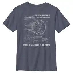 Walmart Boy's Star Wars: A New Hope Millennium Falcon Design Graphic Tee Navy Blue Heather Small offer