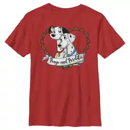 Walmart Boy's One Hundred and One Dalmatians Pongo and Perdita Heart Love Graphic Tee Red Medium offer