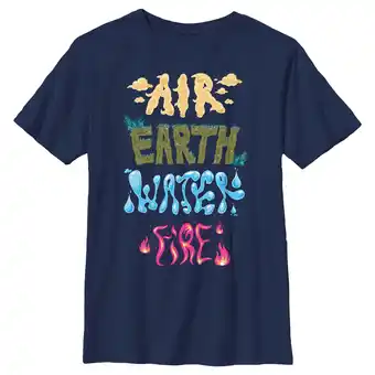 Walmart Boy's Elemental Air Earth Water Fire Graphic Tee Navy Blue Medium offer