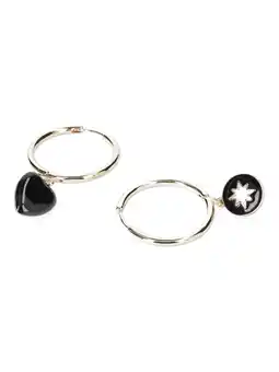 Walmart Madden NYC Women's Fashion Gold Tone Heart and Star Charm Hoop Earrings offer