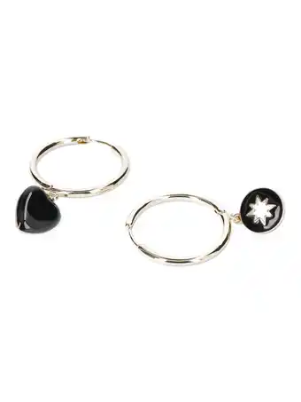 Walmart Madden NYC Women's Fashion Gold Tone Heart and Star Charm Hoop Earrings offer