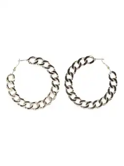 Walmart Madden NYC Women's Fashion Gold Tone Curb Chain Hoop Earrings offer