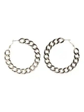 Walmart Madden NYC Women's Fashion Gold Tone Curb Chain Hoop Earrings offer