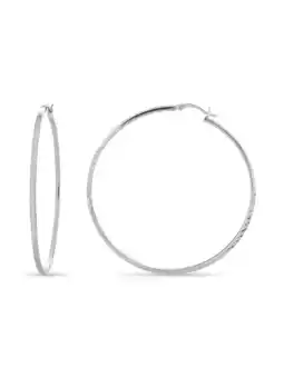 Walmart Sterling Silver Diamond Cut Tubing Hoop Earrings offer
