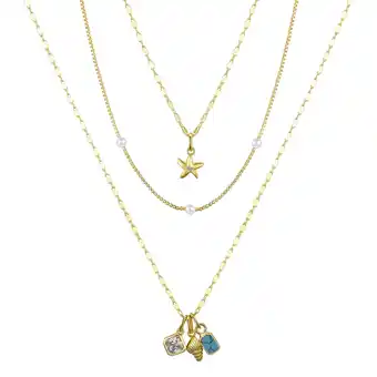 Walmart Believe by Brilliance Women's Cubic Zirconia, Turquoise, Pearl Seashell Necklace Set offer