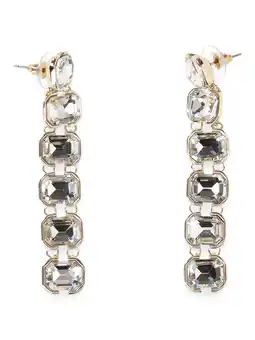 Walmart Madden NYC Women's Fashion Gold Tone Stone Gem Linear Earrings offer