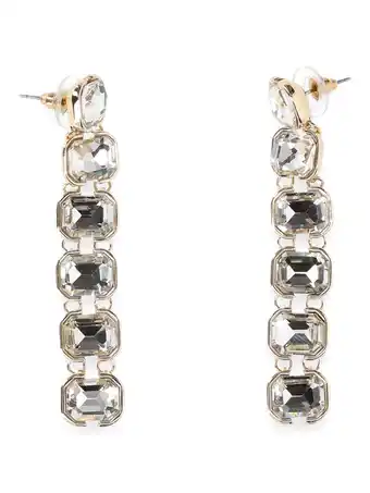 Walmart Madden NYC Women's Fashion Gold Tone Stone Gem Linear Earrings offer