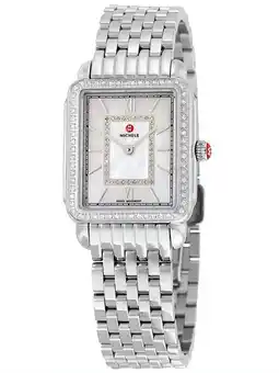 Walmart Michele Women's Deco II Mid Silver Diamond Case 26mm Watch MWW06I000001 offer